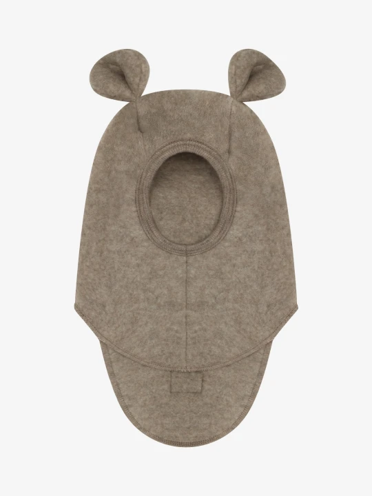 HUTTEliHUT Balaclava Ears Wool Fleece Savannah Melange - kominiarka dziecięca z wełny merino z uszami, widok z przodu