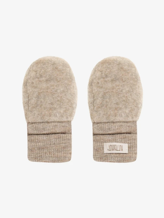 HUTTEliHUT Mittens Wool Fleece Savannah Melange – dziecięce rękawiczki z wełny merino typu łapki z szerokim mankietem