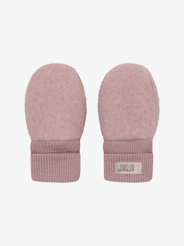 HUTTEliHUT Mittens Wool Fleece Woodrose – dziecięce rękawiczki z wełny merino typu łapki z szerokimi mankietami