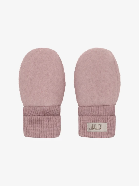 HUTTEliHUT Mittens Wool Fleece Woodrose – dziecięce rękawiczki z wełny merino typu łapki z szerokimi mankietami