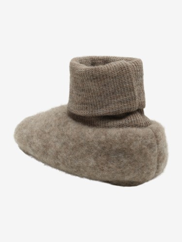 HUTTEliHUT Footies Wool Fleece Savannah Melange - dwuwarstwowy bucik niemowlęcy merino, widok z boku