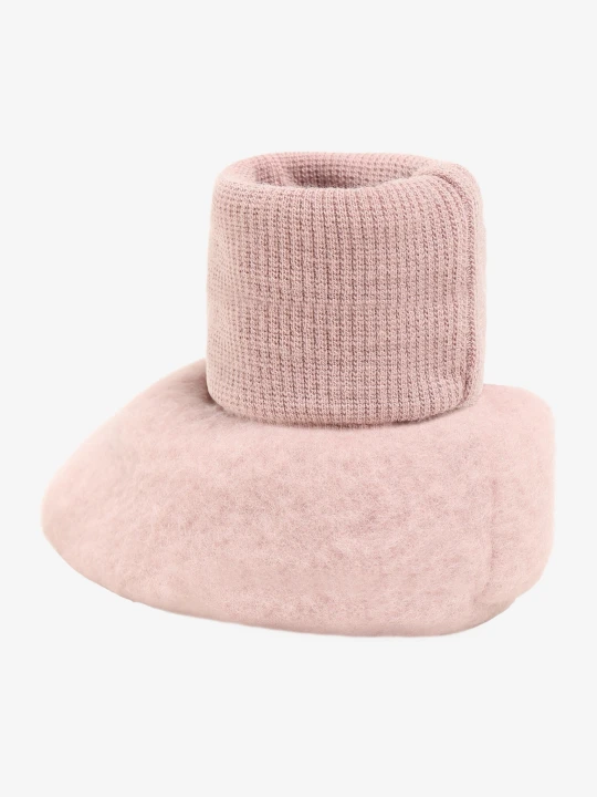 HUTTEliHUT Footies Wool Fleece Woodrose - pojedynczy bucik niemowlęcy z wełny merino, widok z boku