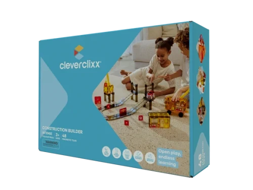 Klocki magnetyczne Cleverclixx Construction Builder Pack Intense 48 elementów