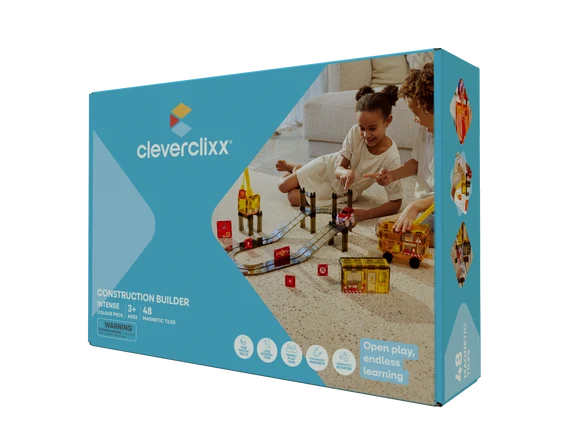 Klocki magnetyczne Cleverclixx Construction Builder Pack Intense 48 elementów
