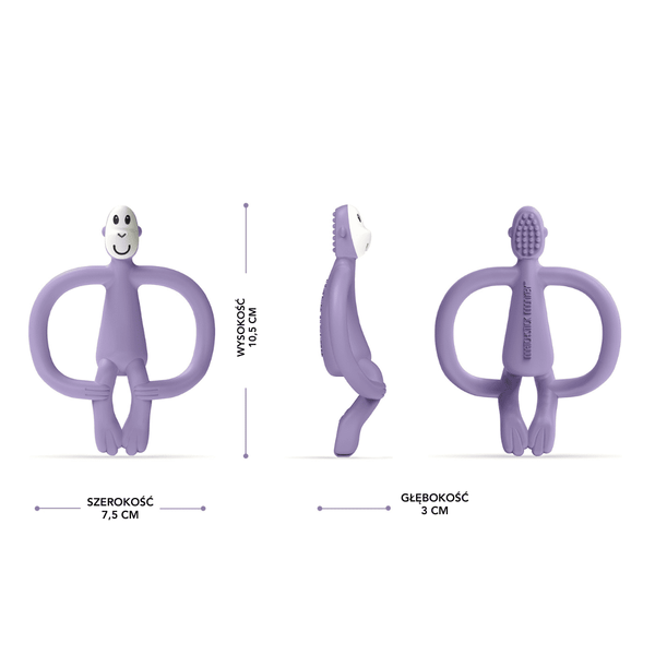 Wymiary gryzaka Matchstick Monkey Original Teether Purple 10,5 cm