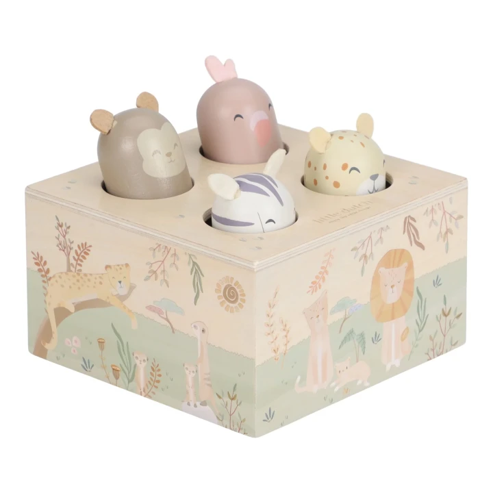 Drewniana zabawka pop-up Safari Friends Little Dutch widok z boku