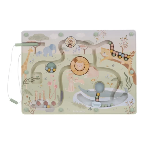 Little Dutch Safari Friends Green drewniany labirynt magnetyczny FSC dla dzieci