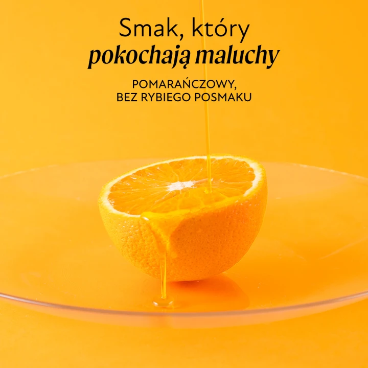 Tran pomarańczowy Olini 250 ml o lekko cytrusowym smaku