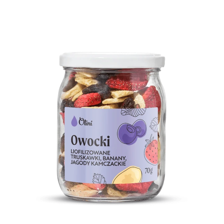 Olini Owoce liofilizowane MIX 70 g – banan, truskawka i jagoda kamczacka
