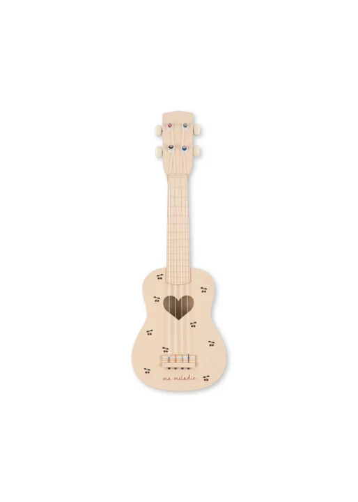 Drewniane ukulele dla dzieci Glossy Cherry Konges Sløjd – widok z przodu