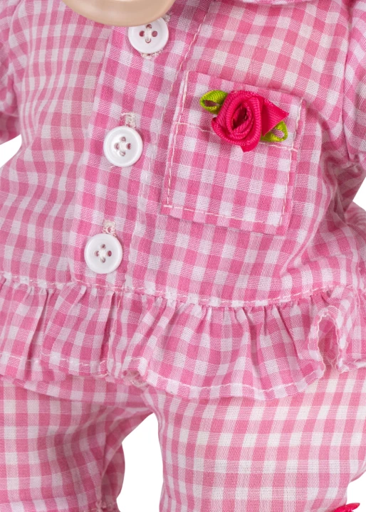 Konges Sløjd Lulu Doll – różowa dwuczęściowa piżamka dla lalki