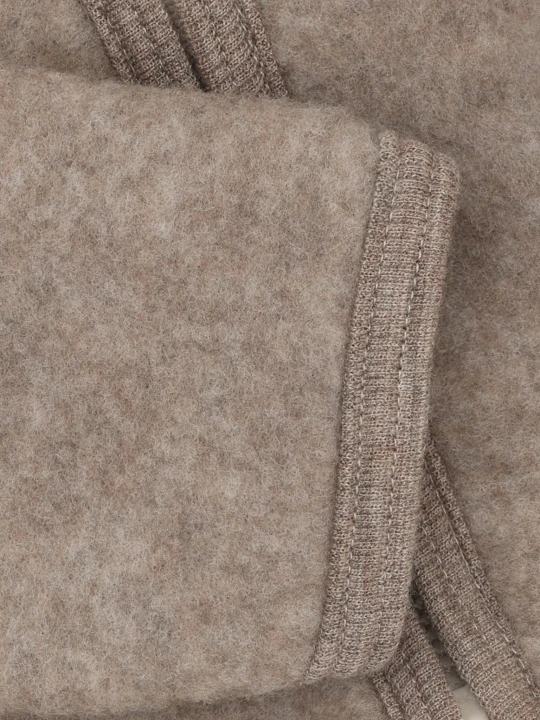 HUTTEliHUT Jacket Ears Wool Fleece Savannah Melange – detal prążkowanego wykończenia rękawa