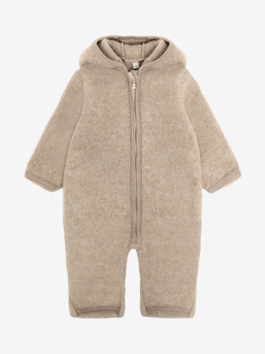 HUTTEliHUT Pram Suit Wool Fleece Savannah Melange – kombinezon niemowlęcy, widok z przodu