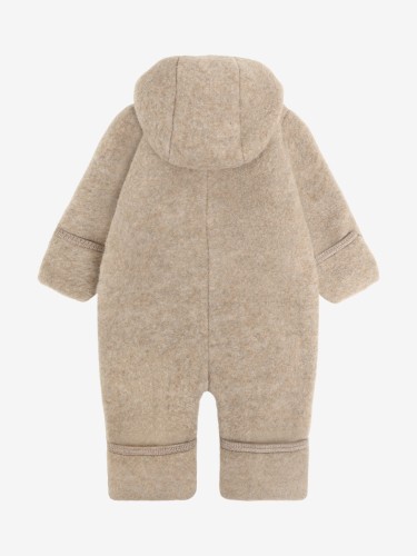 HUTTEliHUT Pram Suit Wool Fleece Savannah Melange – kombinezon niemowlęcy, widok z tyłu