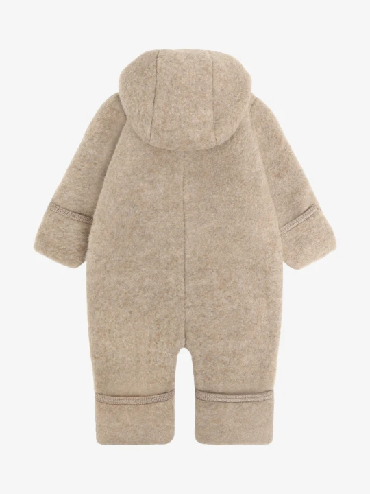 HUTTEliHUT Pram Suit Wool Fleece Savannah Melange – kombinezon niemowlęcy, widok z tyłu
