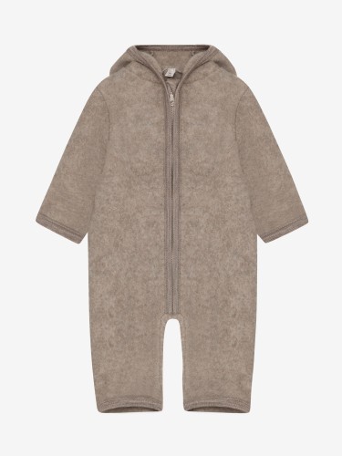 HUTTEliHUT Pram Suit Ears Wool Fleece Savannah Melange – kombinezon z uszami, widok z przodu