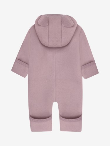 HUTTEliHUT Pram Suit Ears Wool Fleece Woodrose – kombinezon niemowlęcy z uszami, widok z tyłu