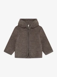 Jacket Ears Wool Fleece Brown Melange – dziecięca kurtka z wełny merino z uszkami