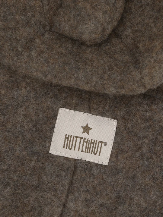 HUTTEliHUT Pram Suit Ears Wool Fleece Brown Melange wewnętrzna metka