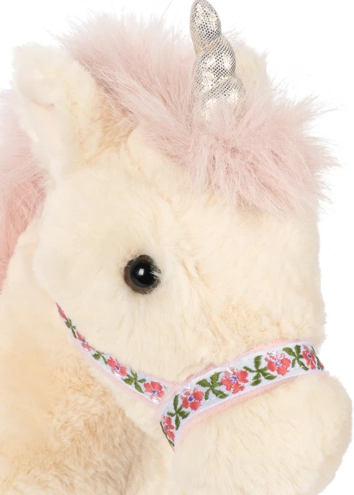 Konges Sløjd Starlight Unicorn Off White detal rogu i kwiatowej tasiemki