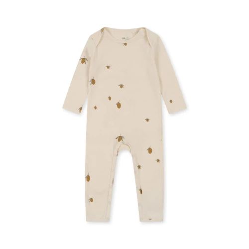 Konges Sløjd Onesie GOTS Lemon – kremowy pajacyk niemowlęcy w cytryny