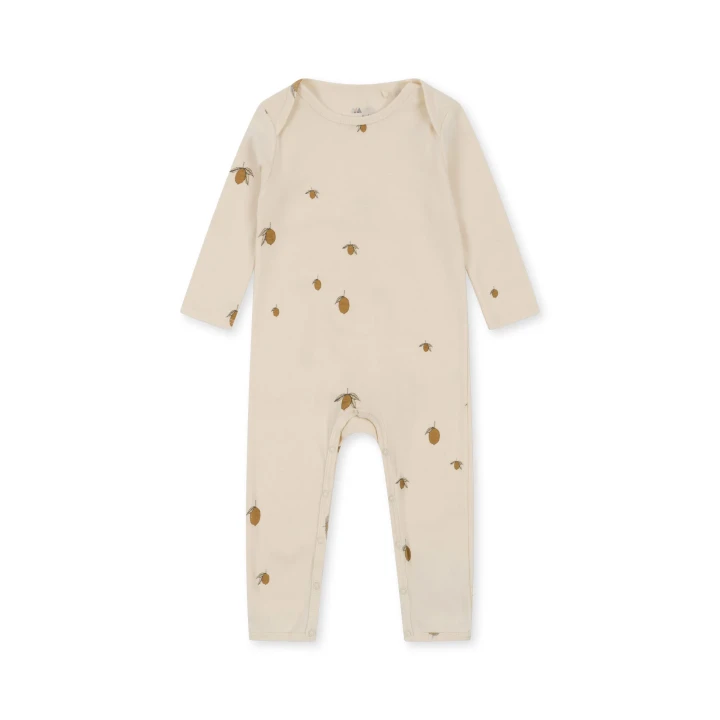 Konges Sløjd Onesie GOTS Lemon – kremowy pajacyk niemowlęcy w cytryny