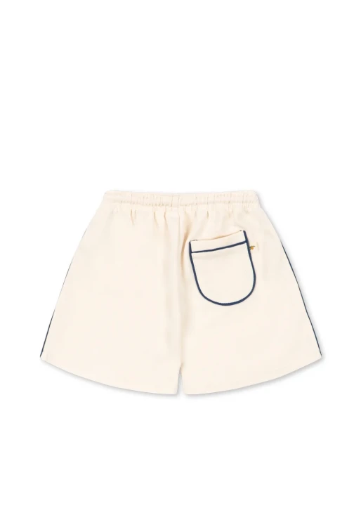 Florian Shorts Antique White, tył białych spodenek dziecięcych z kieszenią