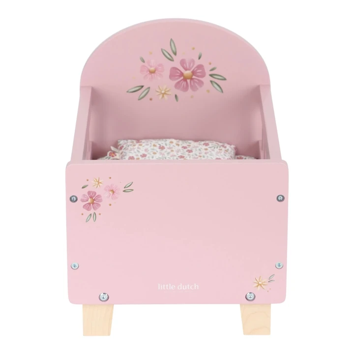Little Dutch Soft Flowers łóżeczko dla lalek – widok z przodu