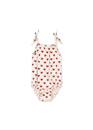Konges Sløjd Basic Strap Body GOTS Amour Rouge – body niemowlęce na ramiączkach