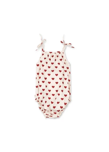 Basic Strap Body Amour Rouge – body niemowlęce GOTS w serduszka