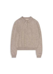 Basi Mom Polo Oatmeal Melange - damski sweter z wełny