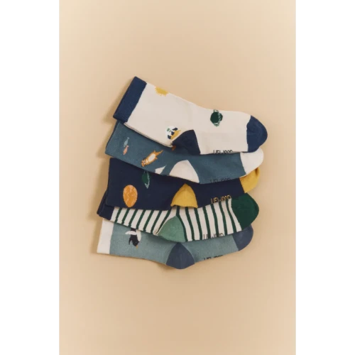 Liewood Silas Universe Classic Navy zestaw 3 par skarpetek z kosmicznym wzorem