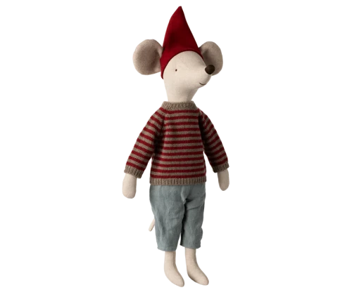 Maileg Christmas Mouse Maxi Boy 60 cm – duża świąteczna myszka przytulanka