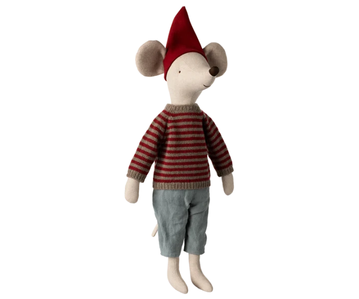 Maileg Christmas Mouse Maxi Boy 60 cm – duża świąteczna myszka przytulanka