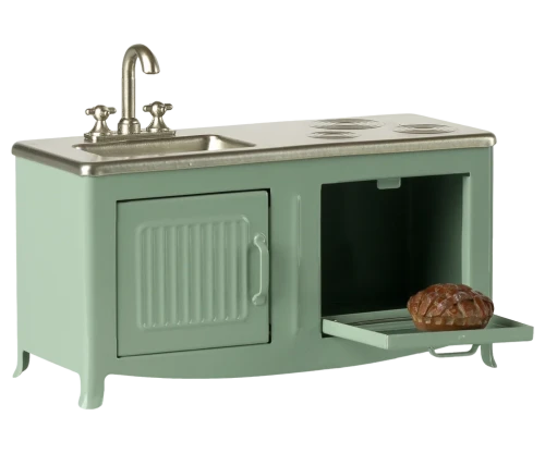 Maileg Kitchen Mouse Mint – miętowa kuchnia dla myszek ze zlewem i piekarnikiem