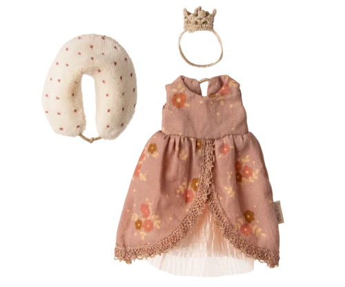 Maileg Queen Dress Mum Mouse – suknia królowej z pelerynką i koroną