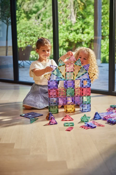 Pastelowe klocki magnetyczne Cleverclixx – duży zamek 3D