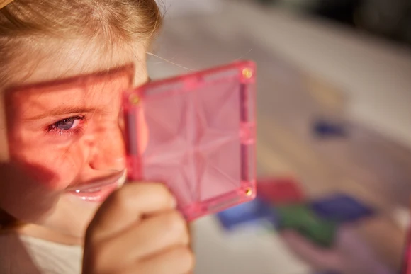 Cleverclixx Geo Pack Pastel 45 elementów – różowa kwadratowa płytka magnetyczna