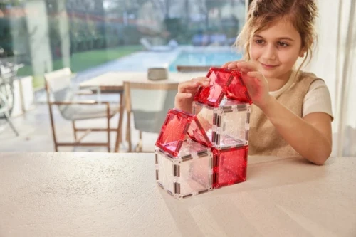 Cleverclixx Glitter Tiles Pack Transparent Pink 16 elementów – budowanie różowo-bezbarwnego domku