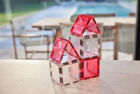 Cleverclixx Glitter Tiles Pack Transparent Pink 16 elementów – gotowy piętrowy domek