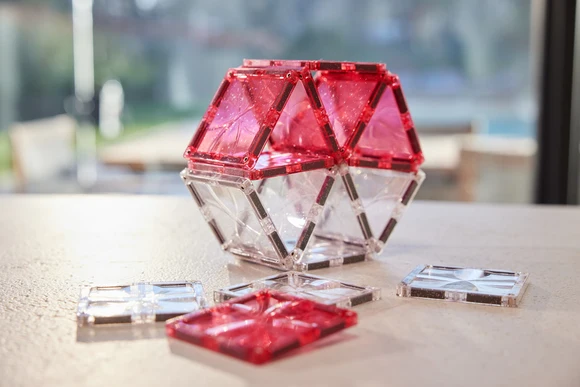 Cleverclixx Glitter Tiles Pack Transparent Pink 16 elementów – przestrzenna bryła z płytek